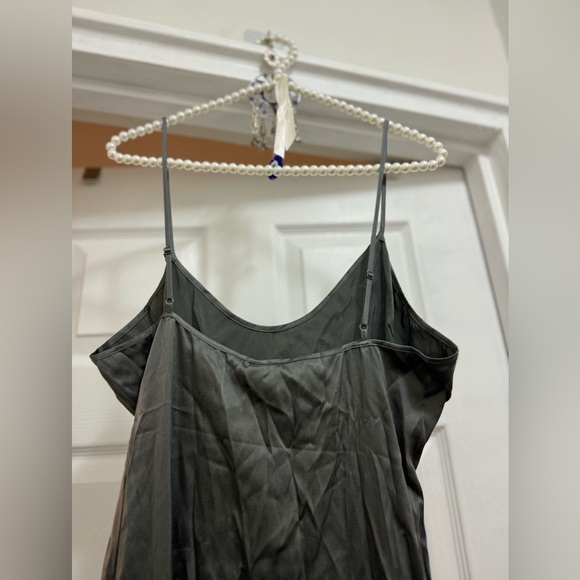 SKIMS Size Large High Slit Twist Slip Dress Gunmetal Grey gray NWT Silk silky - Picture 7 of 10